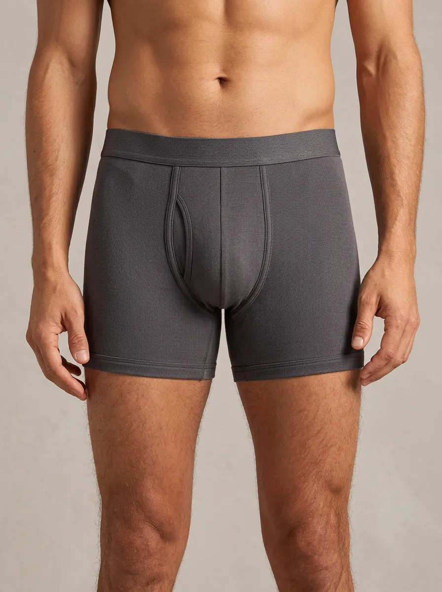 Men's Classic Ribbed Cotton Boxer Briefs