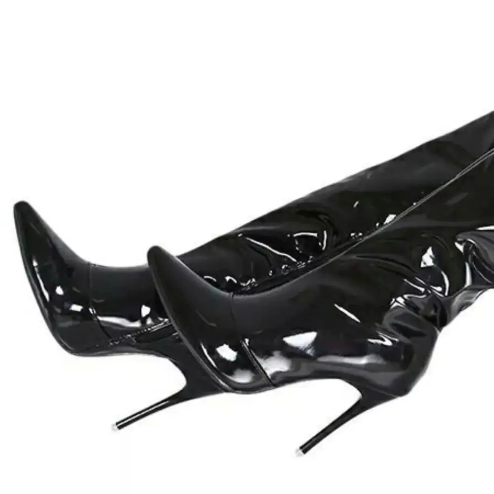 Textured Pointed Toe Stiletto Boots