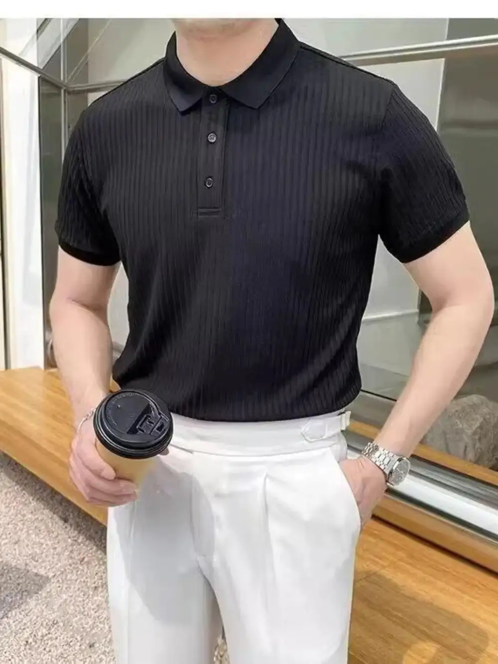 Men’s Textured Slim Fit Polo