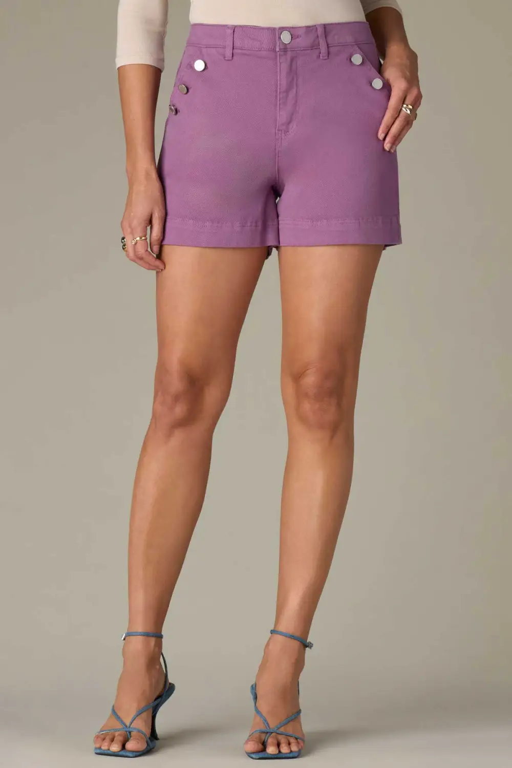 Double Side Seam Sailor Button Pocket Shorts