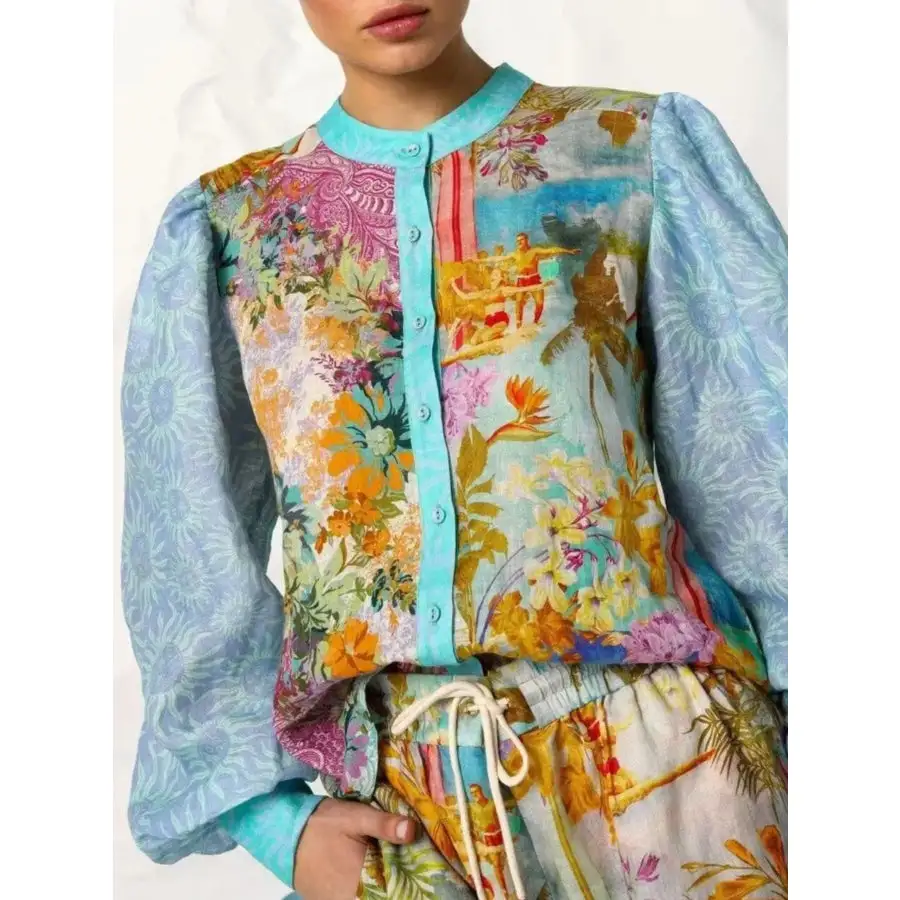 Soft Printed Button Up Shirt and Shorts Set