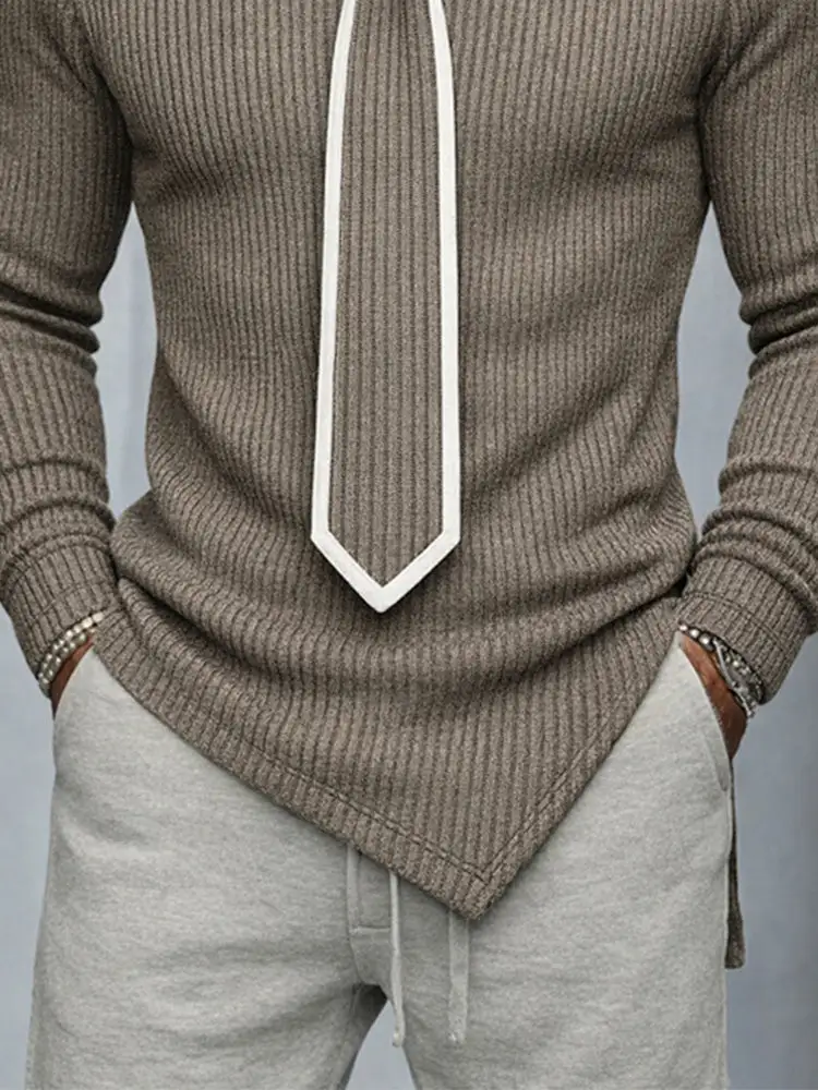 Ribbed Knit Tie Detail Sweater