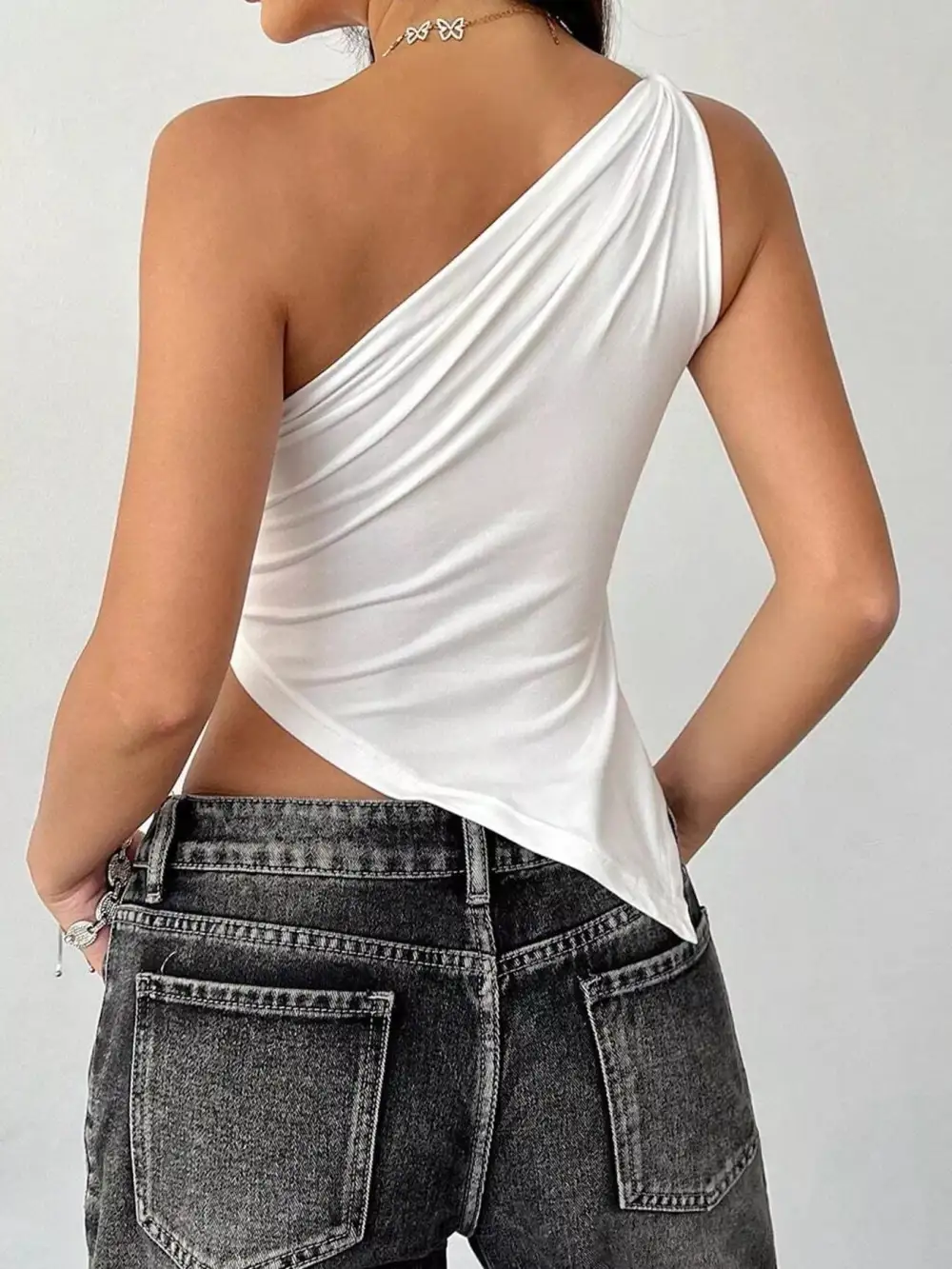 Asymmetrical One Shoulder Slim Fit Camisole Top