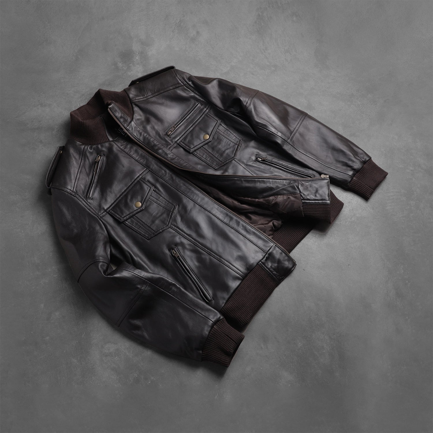 Men's Classic Minimal Bomber Leather Jacket