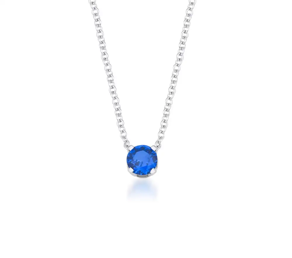 Dainty Prong Set Solitaire Sapphire Necklace
