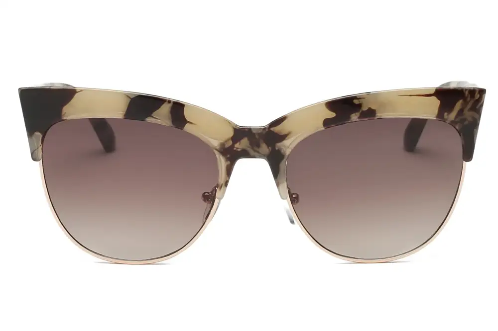 Half Frame Round Cat-Eye Sunglasses