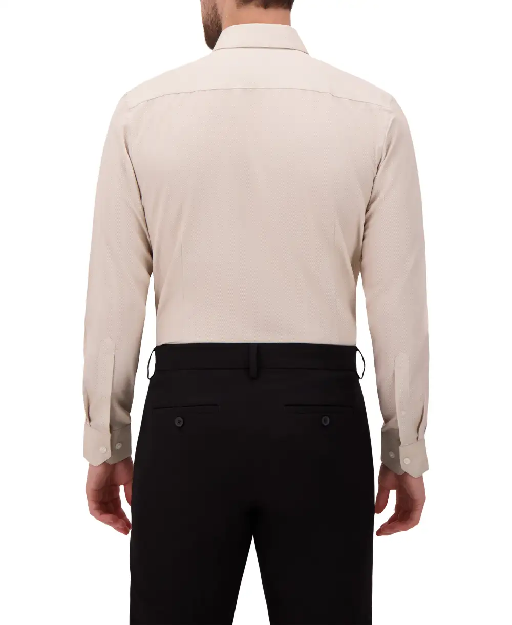 Classic Herringbone Four-Way-Stretch Modern-Fit Men's Dress Shirt