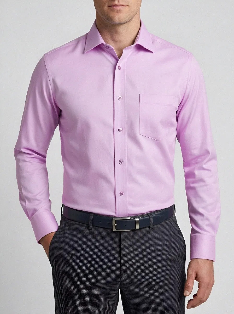 Men's Light Blue Point Collar Dress Shirt