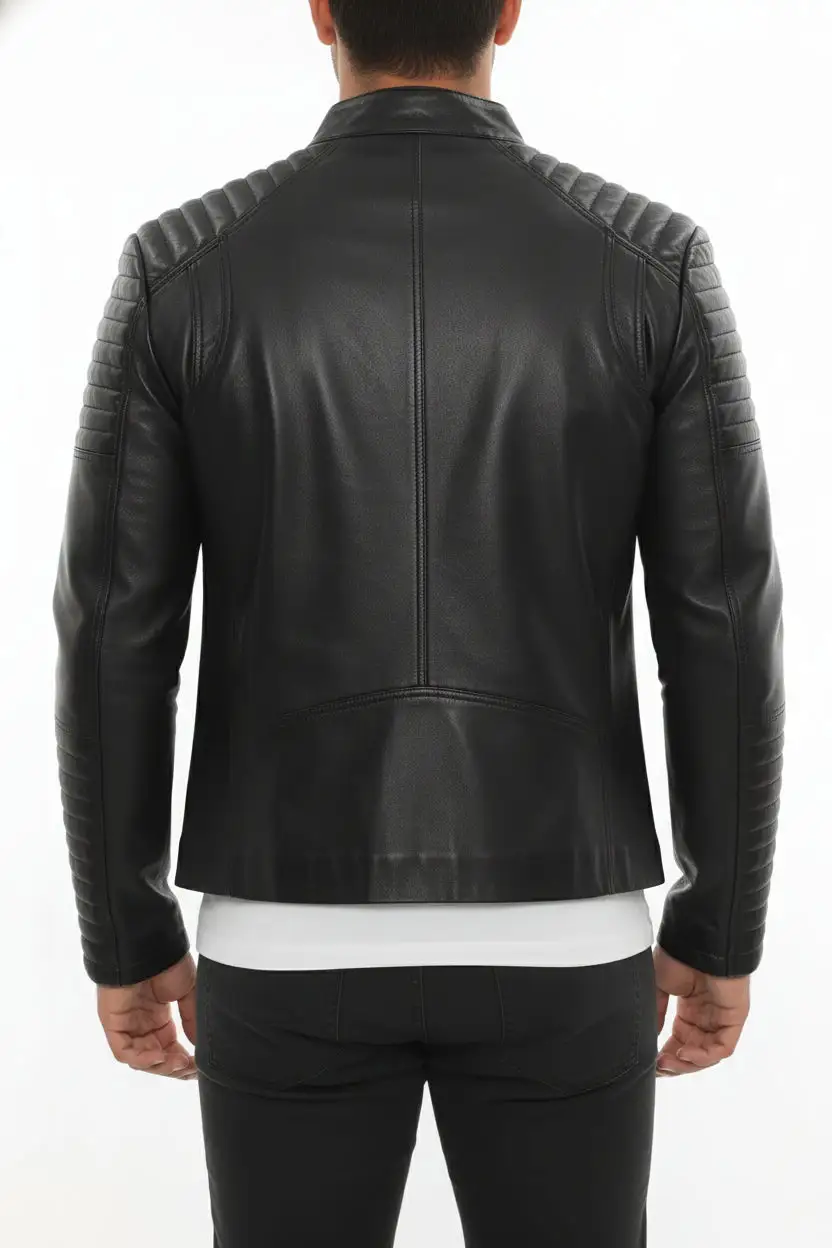 Leather Biker Motorcycle Quilted Jacket