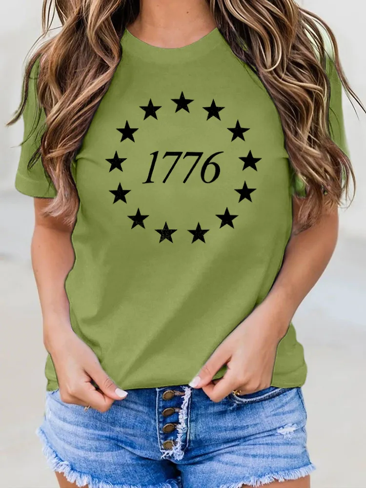 1776 Printed Round-Neck Short-Sleeved T-Shirts