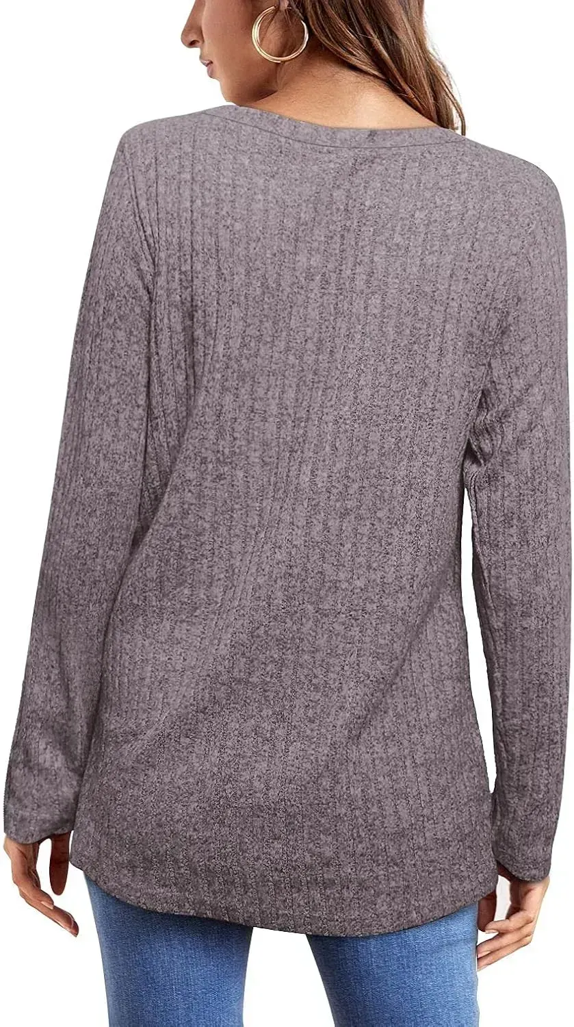 OFEEFAN Long Sleeve Shirts for Women Lightweight Crew Neck Casual Tunic Tops