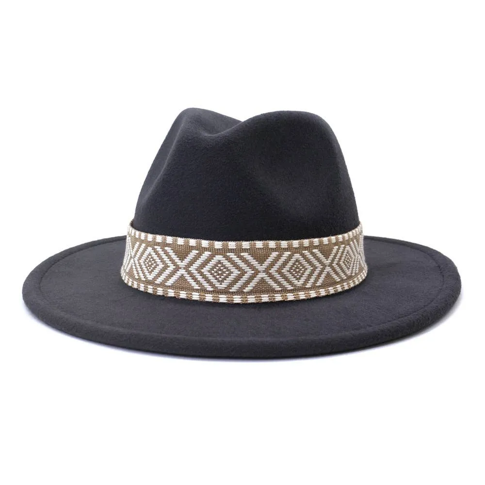 Belt Retro Flat Fedora Hat