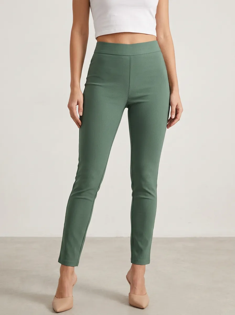 Effortless High-Stretch Casual Mid-Rise Stretch Pants