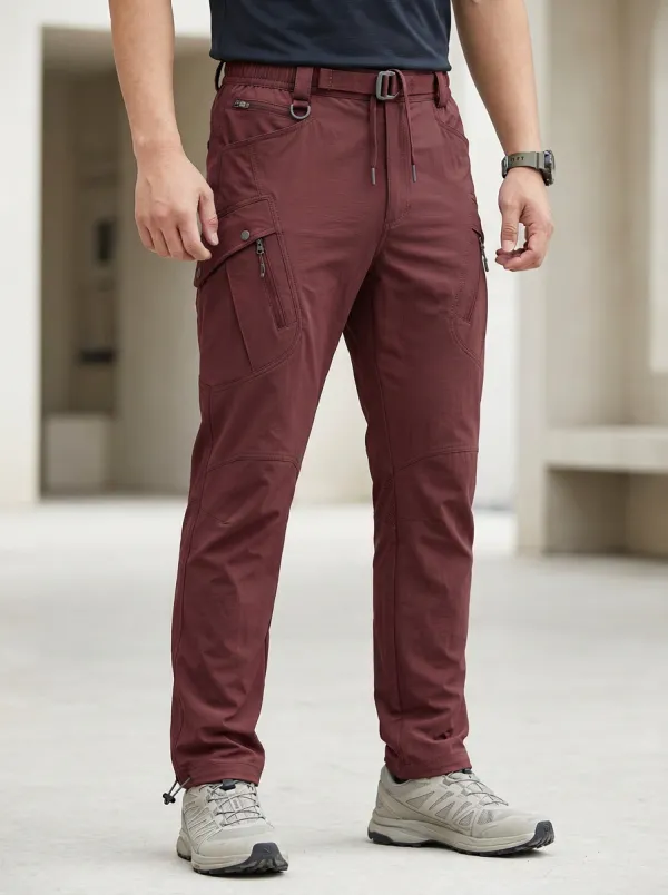 Men's Multi-Pocket Quick-Dry Belted D-Ring Cargo Pants