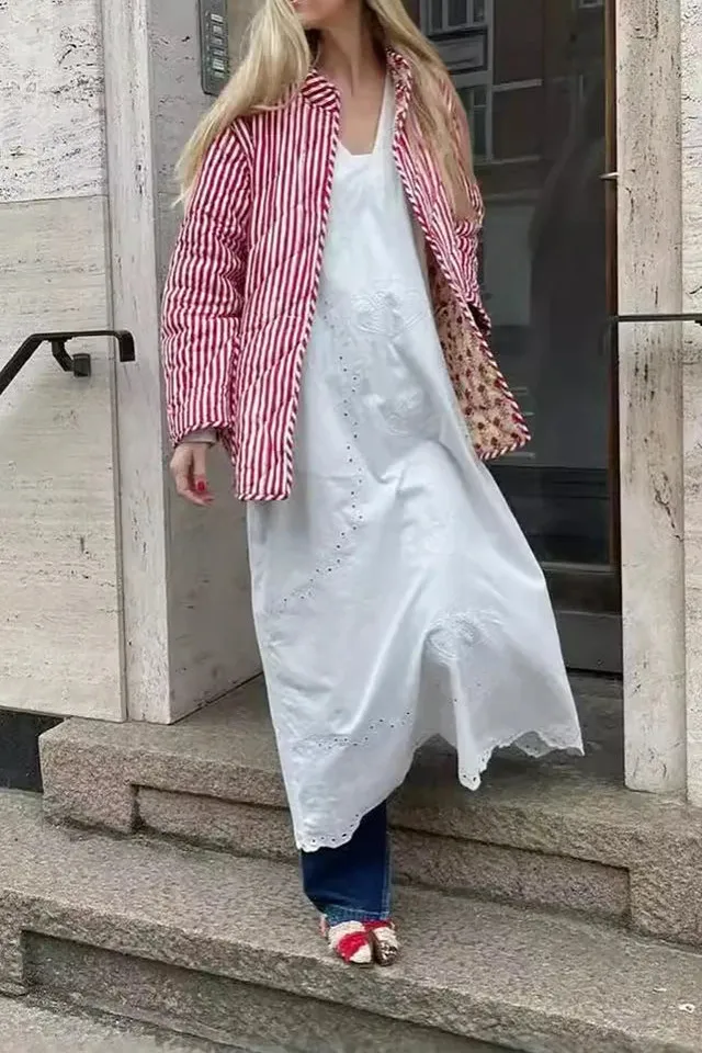 Reversible Stand-Collar Oversized Jacket