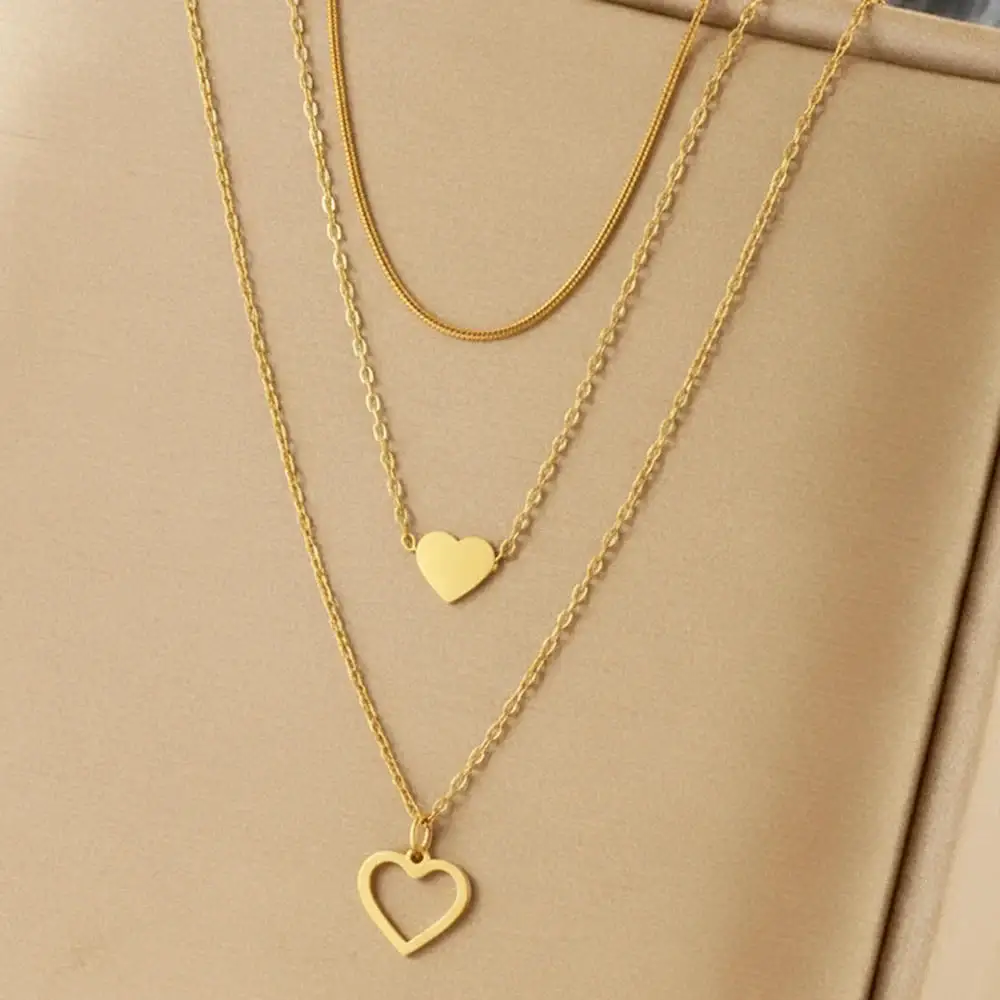 Heart Triple Charm Jewelry Set