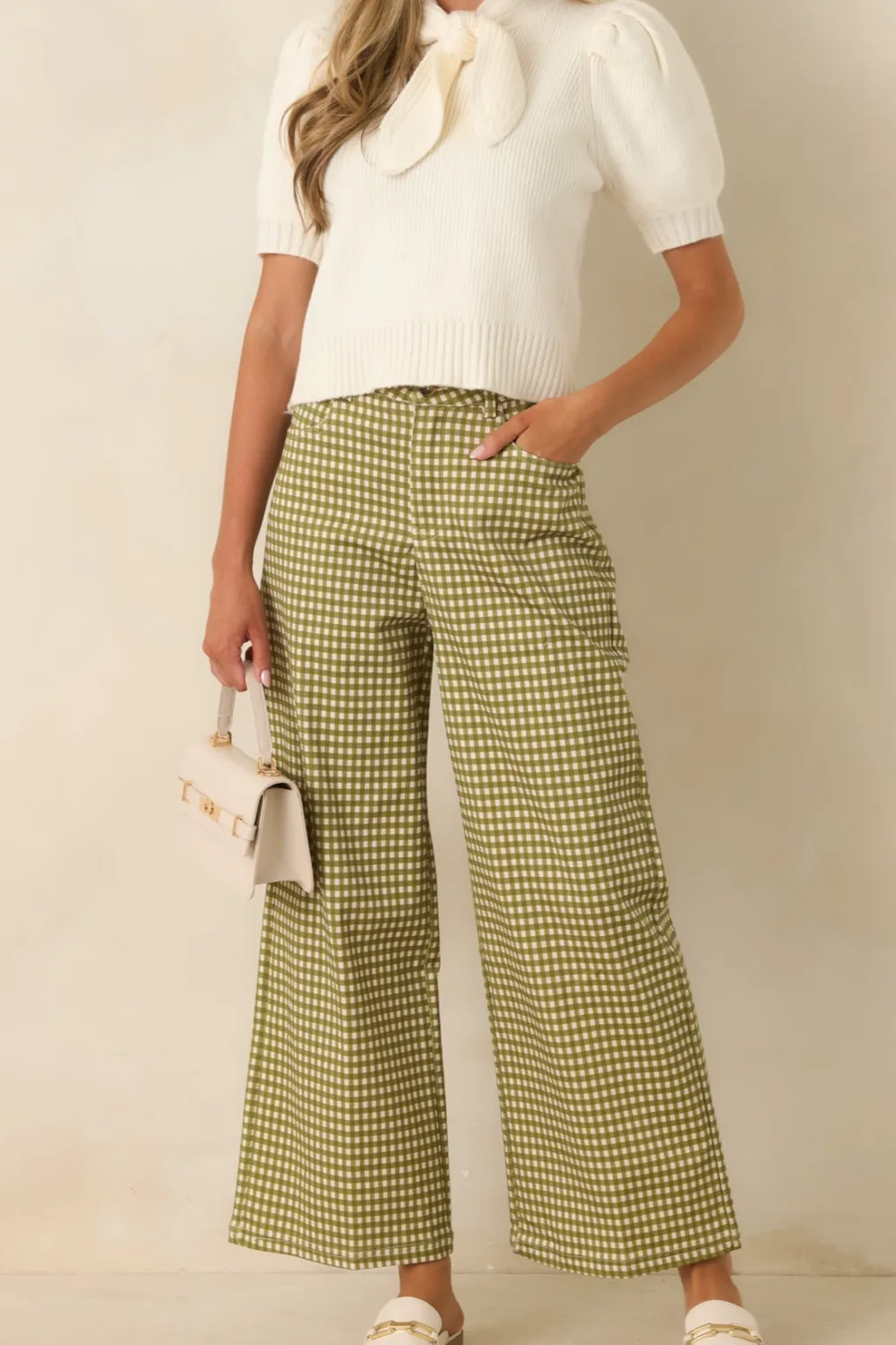 Gingham Wide Leg Pants