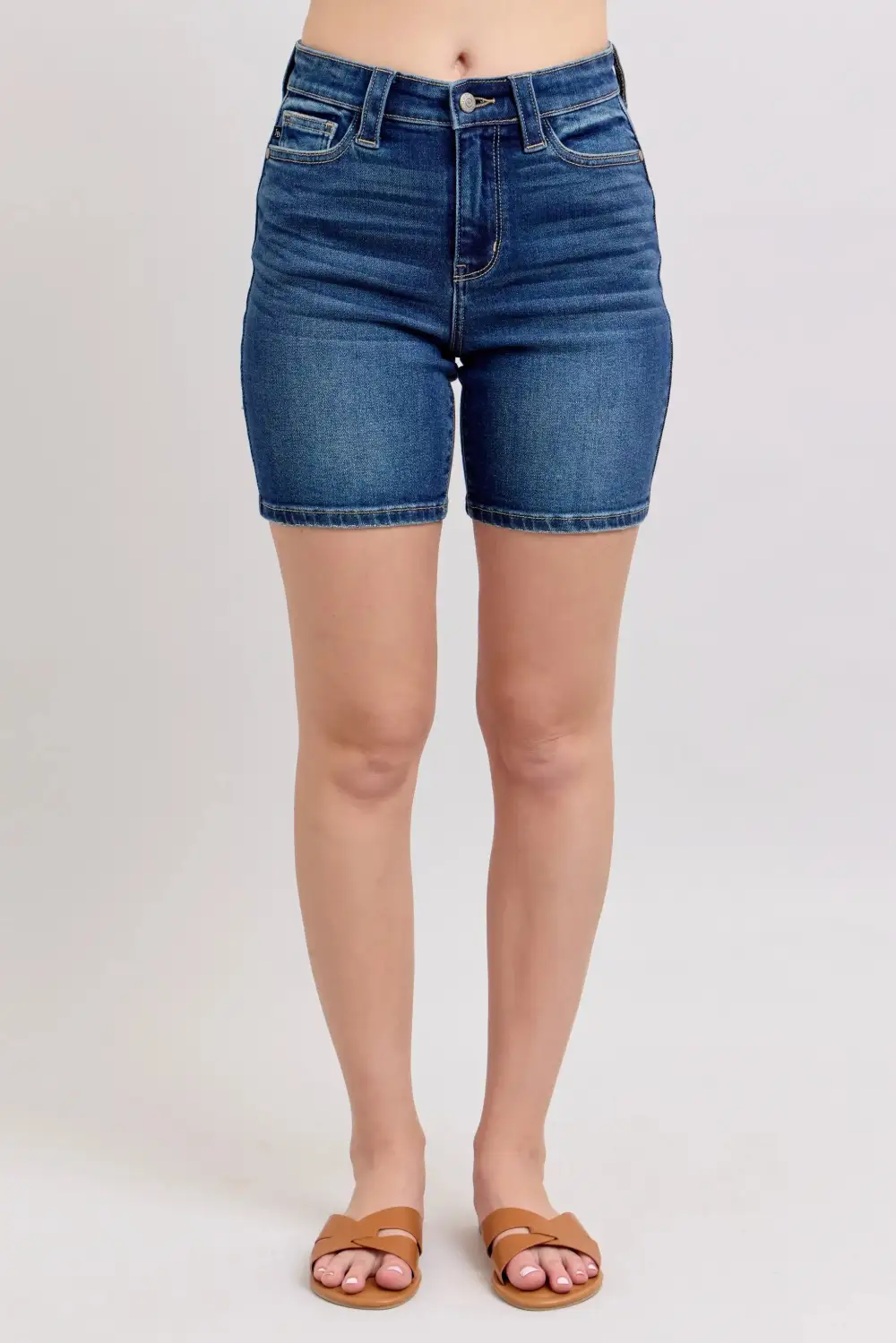 Structured High Waist Pocketed Denim Jeans
