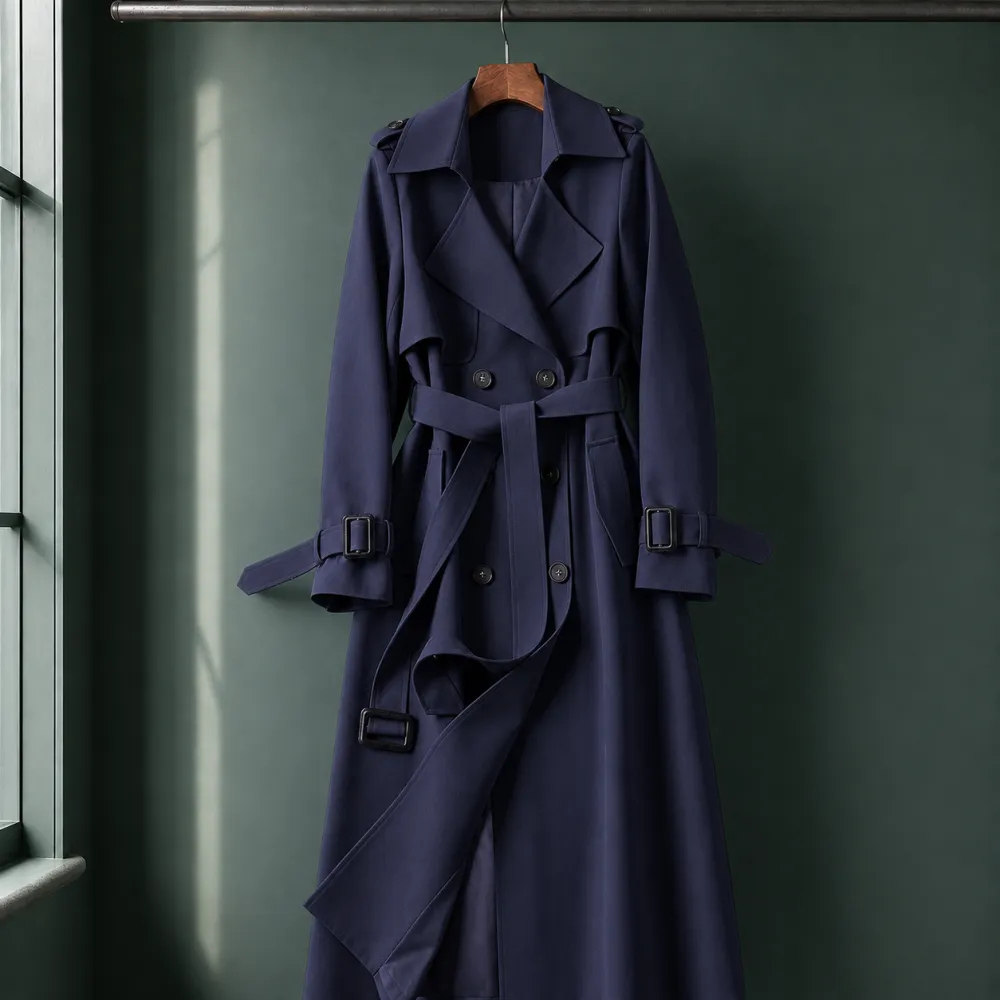 Double-Breasted Notched Lapel Overcoat