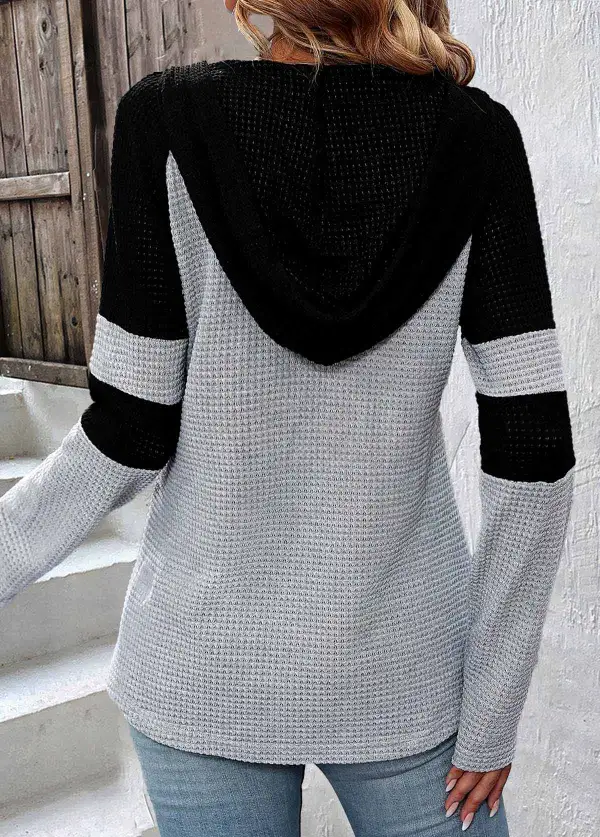 Light Grey Patchwork Long Sleeve Hoodie