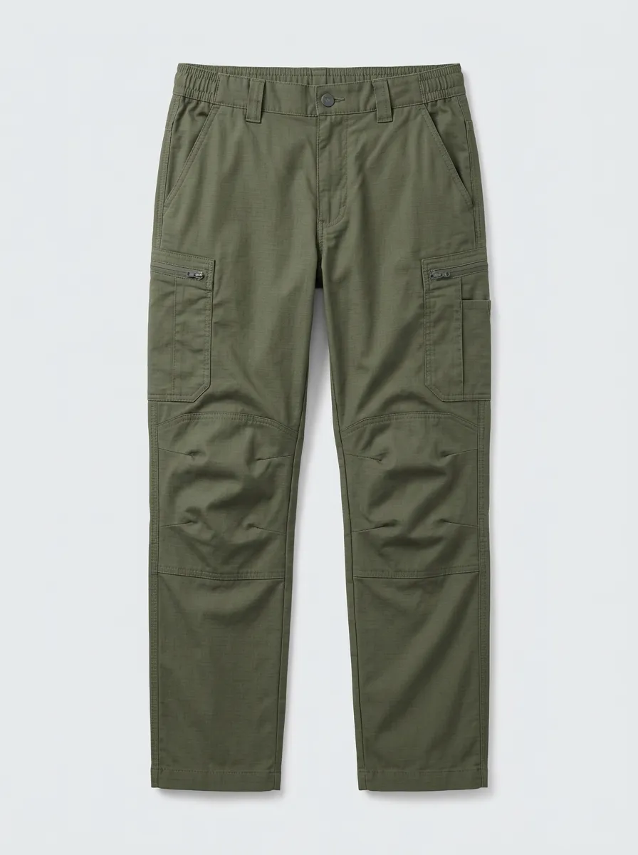 Men's Zipper-Cargo Elastic-Waist Reinforced Cargo Pants
