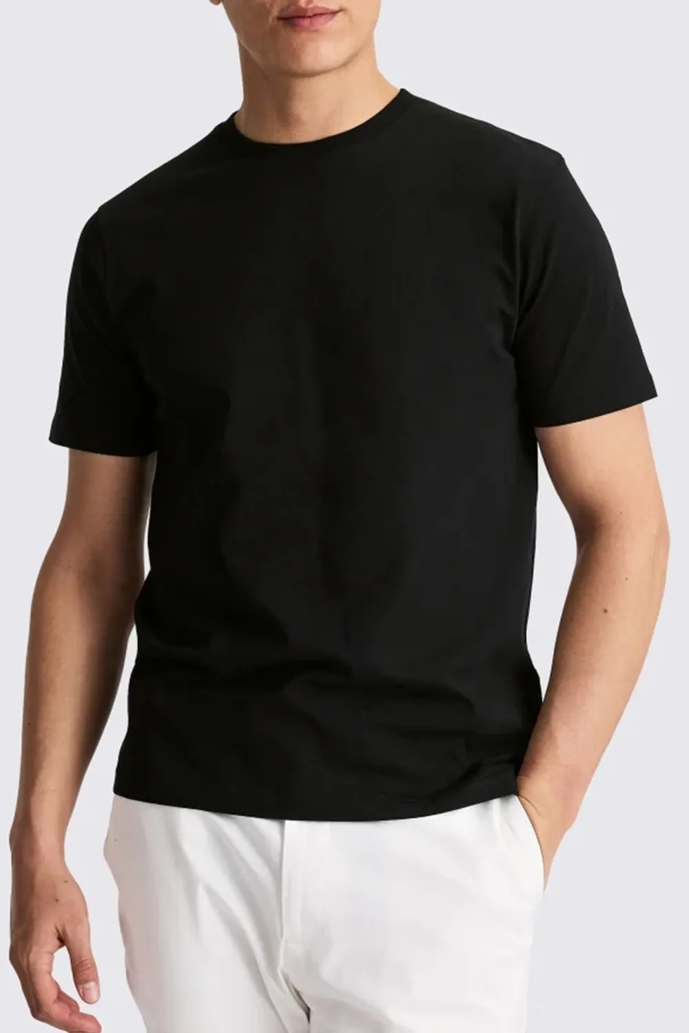 Versatile Black Round-Neck Pure Cotton Casual T-Shirt