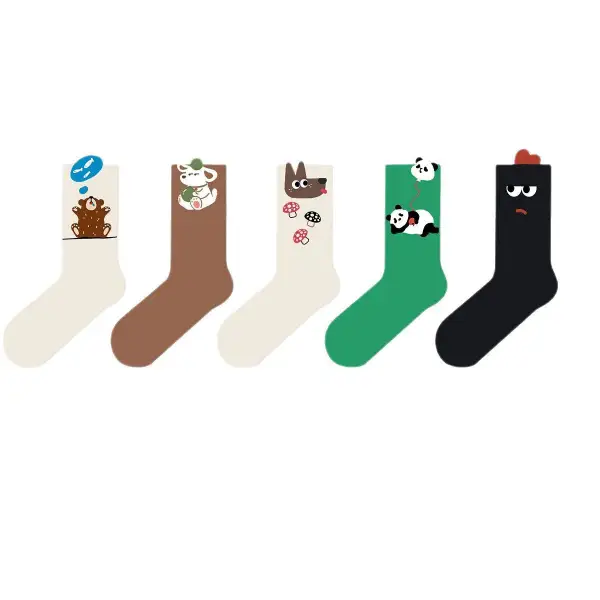 Playful Cartoon Animal Crew Socks