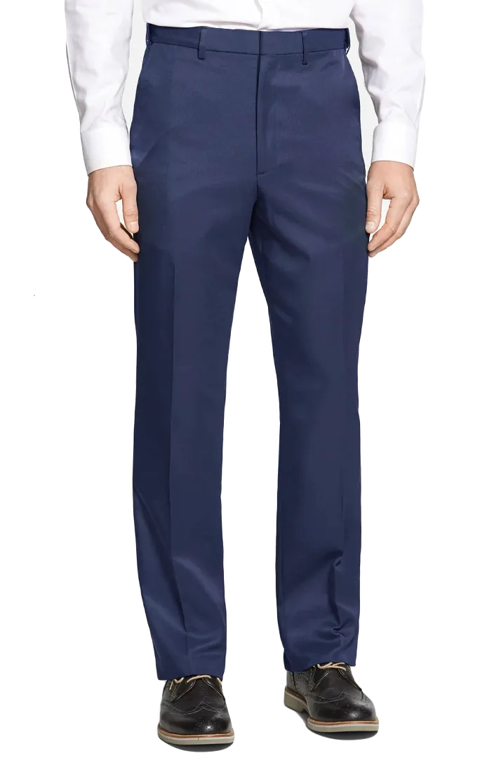 Poplin Flat Front Pleated Front Short Rise Relaxed Fit Trousers