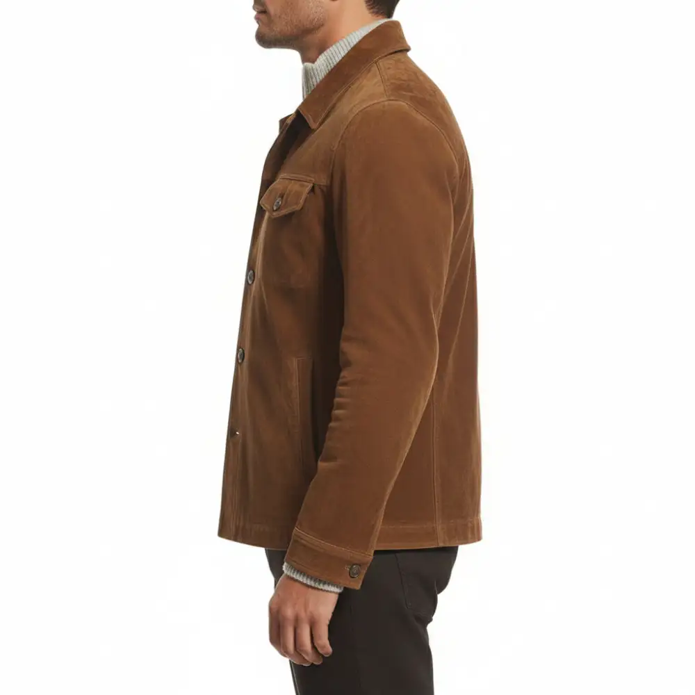 Textured Suede Trucker Jacket