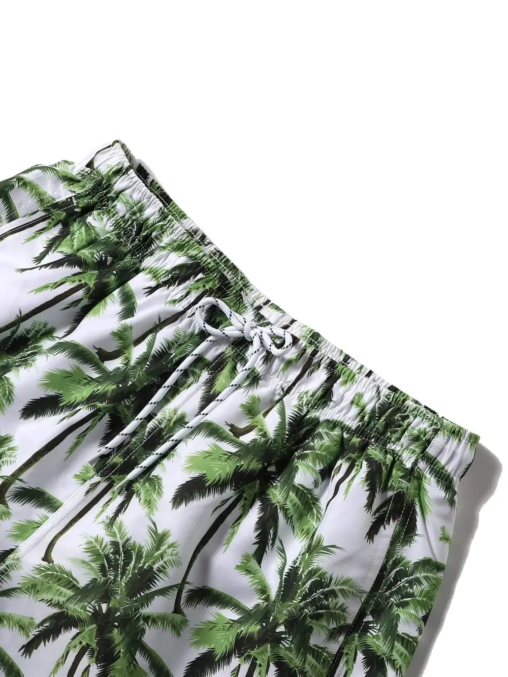 Men's Drawstring Coconut Tree Print Swim Trunks