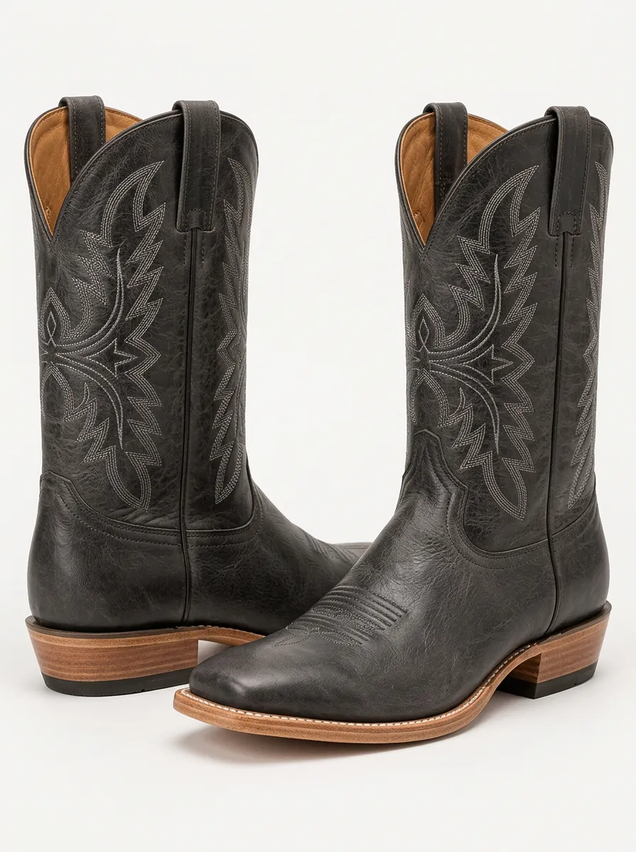 Men's Red Embroidered Detail Cowboy Boots with Everyday Styling