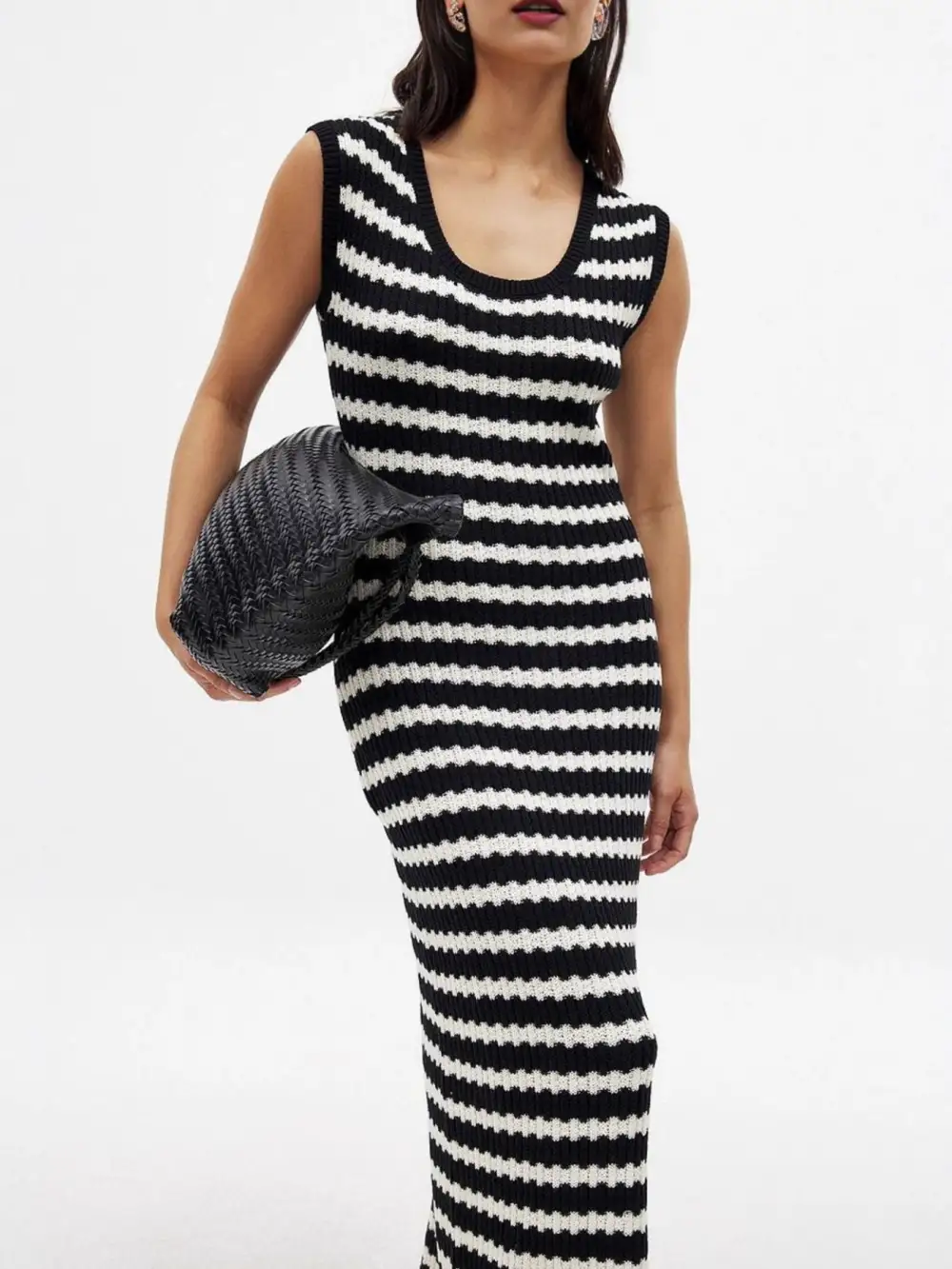 Knit Slit Sleeveless Midi Dress