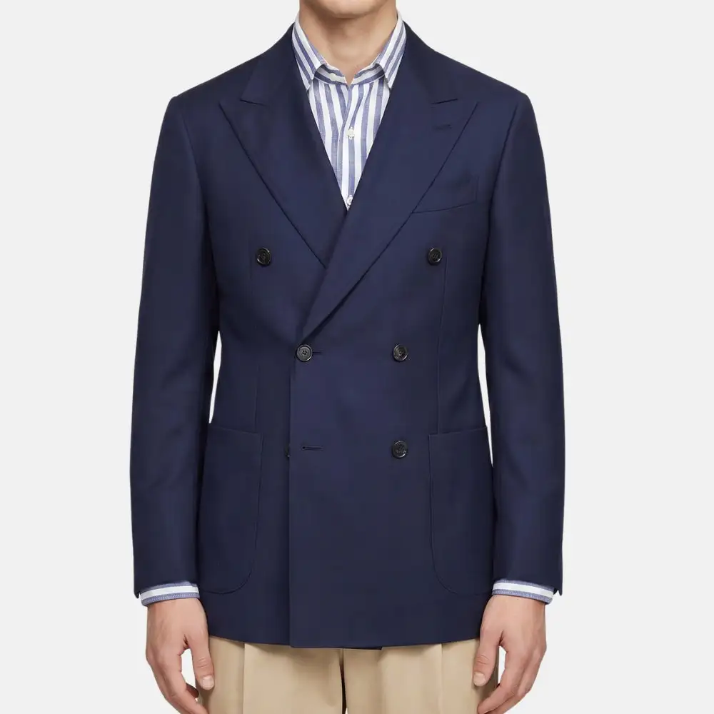 Refined Double Breasted Wool Blazer Jacket