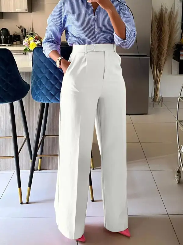 Refined High Waisted Wide Leg Pants