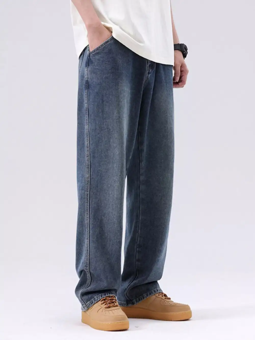 Men’s Plus Size Vintage Wash Loose Jeans
