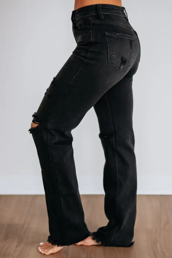 Women's High Rise Raw Hem Frayed Hem Jeans