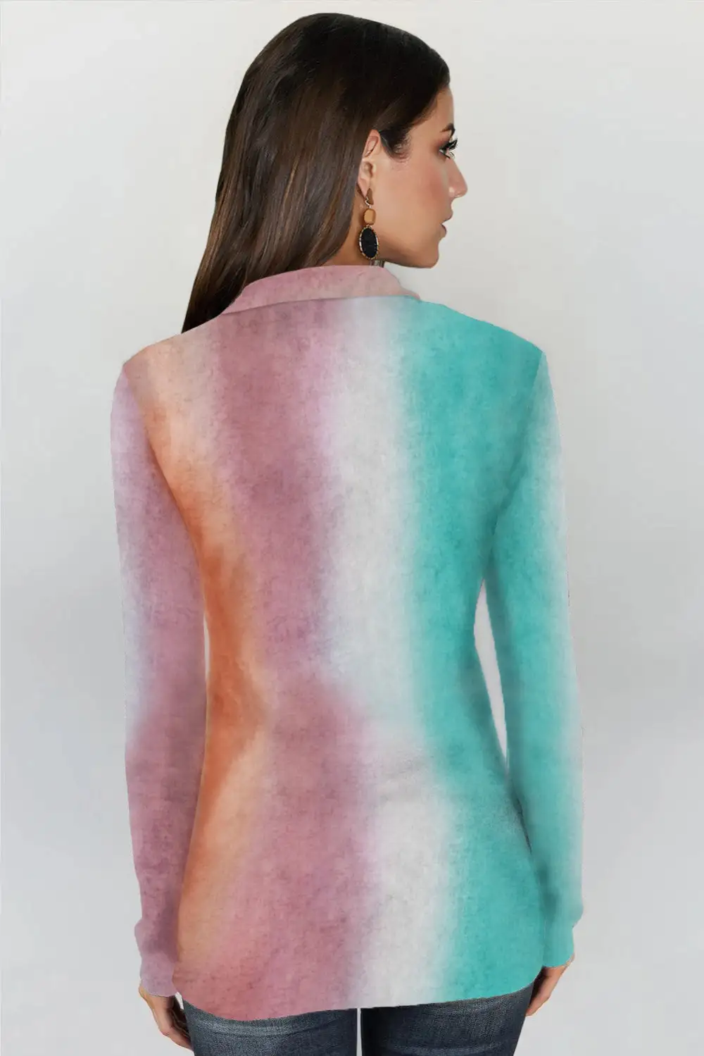 Tie Dye Print Zipper Top