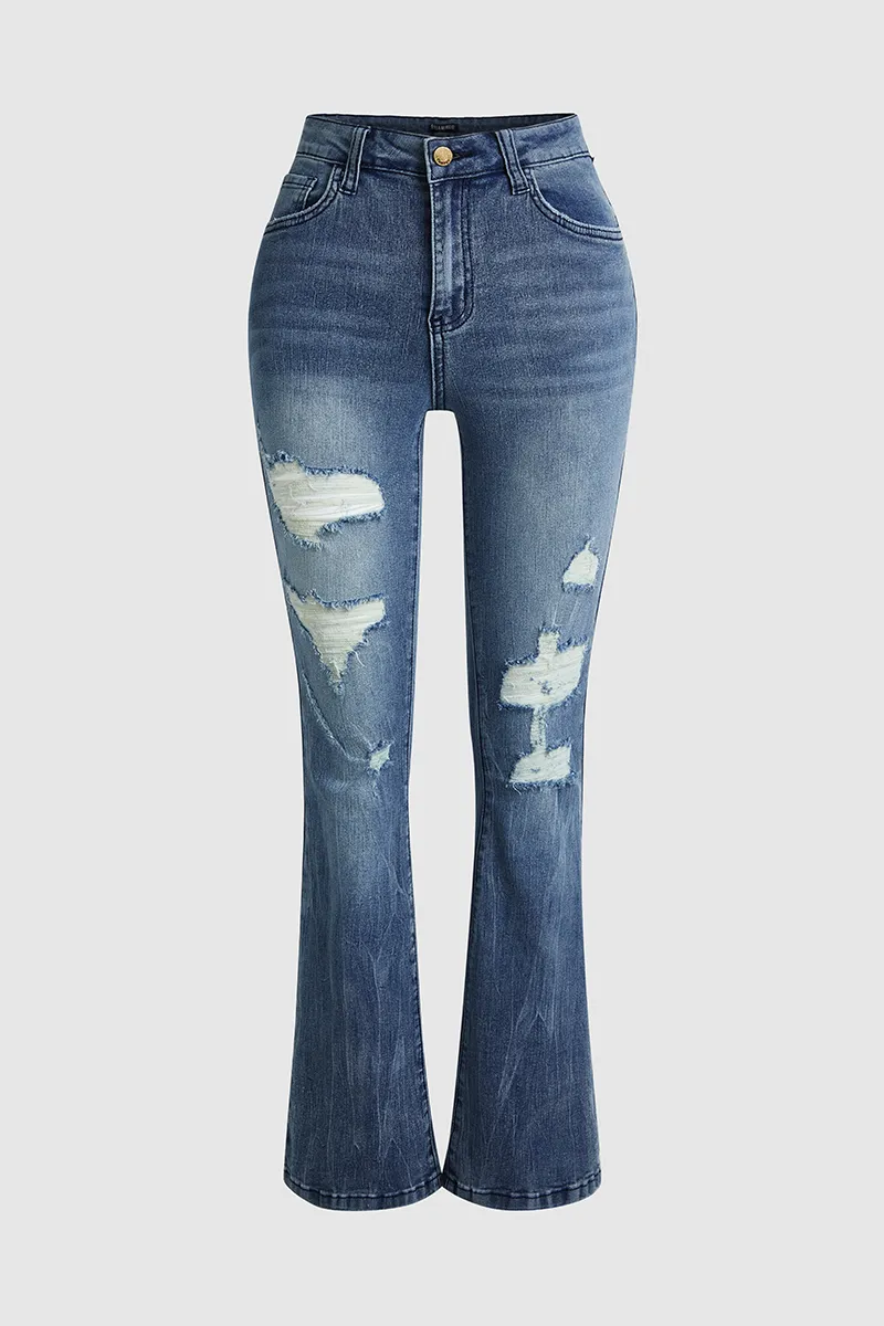 Vintage Ripped Flare Jeans