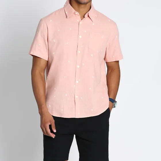Cotton Linen Blend Short Sleeve Shirt