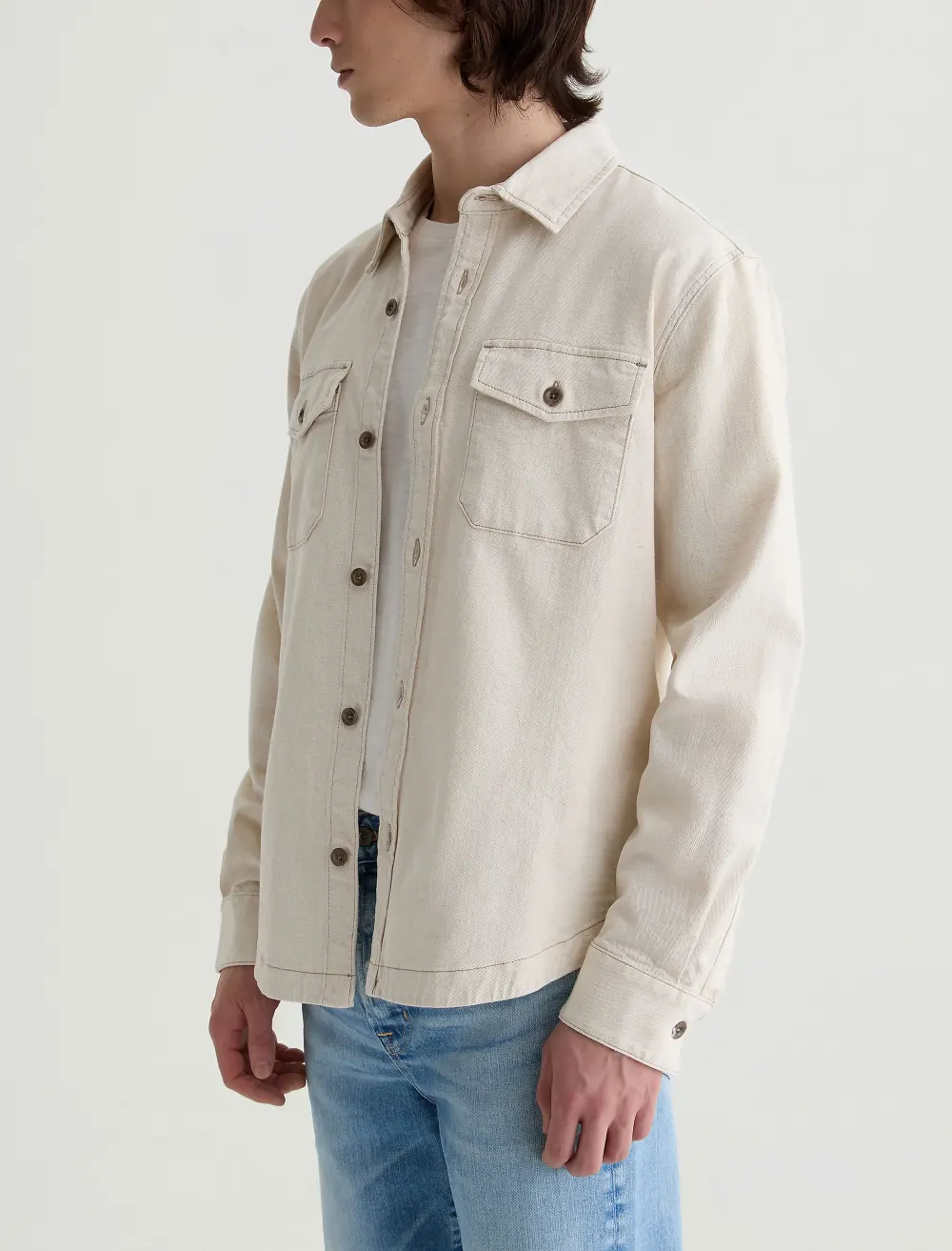 Men's Button Front Linen Blend Shirt Jacket