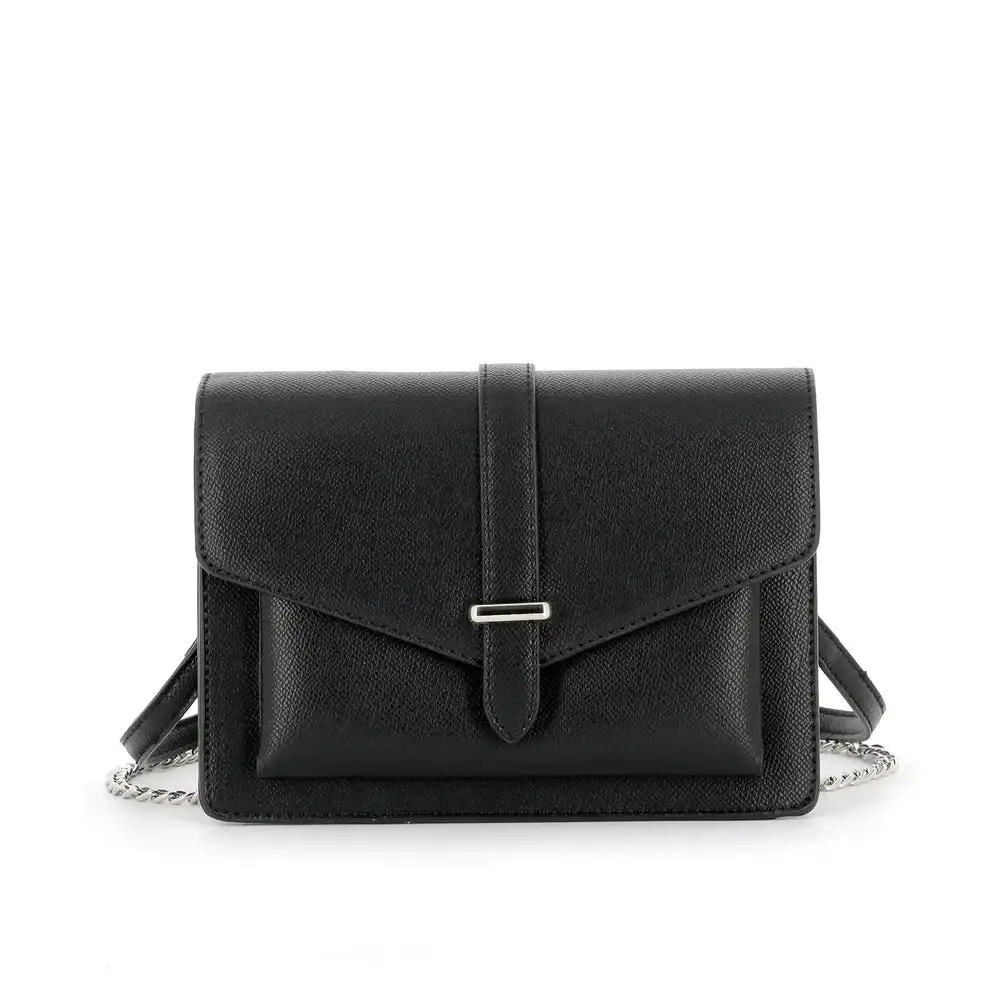 Streamlined Faux Leather Chain Strap Compact Crossbody Bag