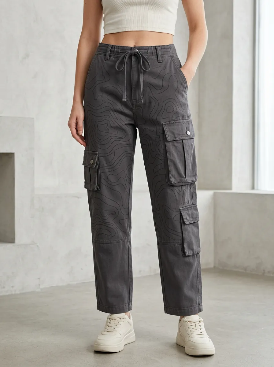 Minimal Design Women's Multi Pocket Cargo Pants