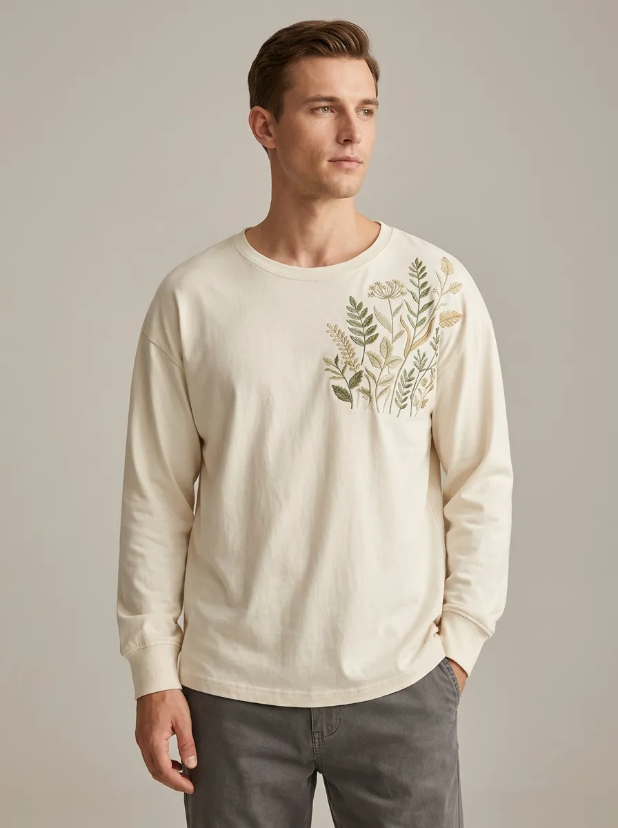 Men's Understated Style Long Sleeve Top