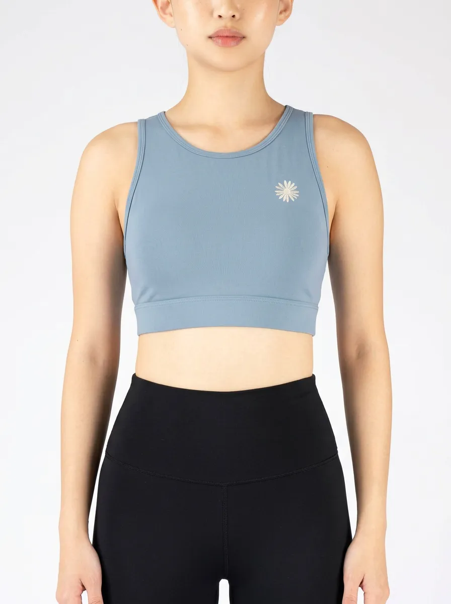 Women's Floral-Embroidered High-Neck Sports Bra