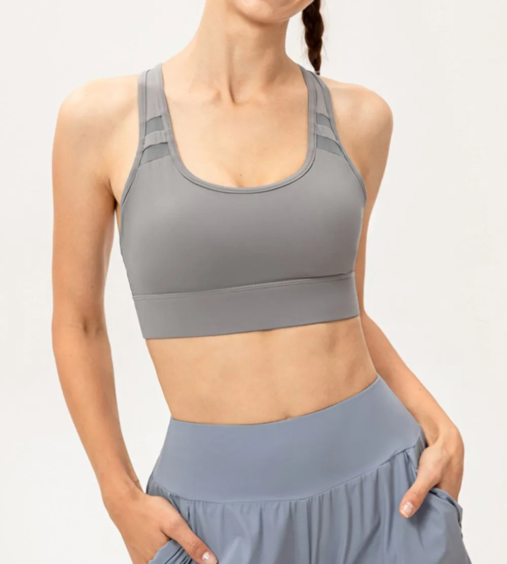 Cropped Scoop Neck Long Sports Bra