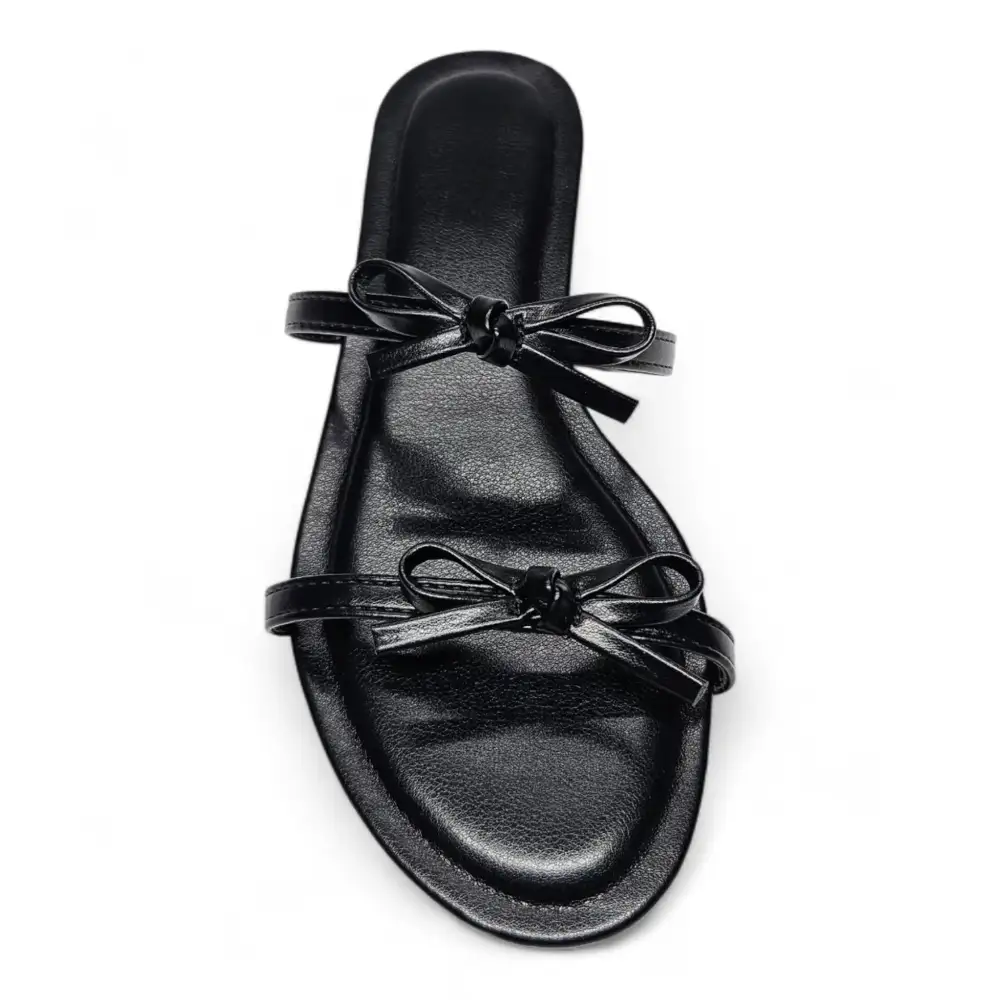 Wallet Double Bow Strap Slide Sandal