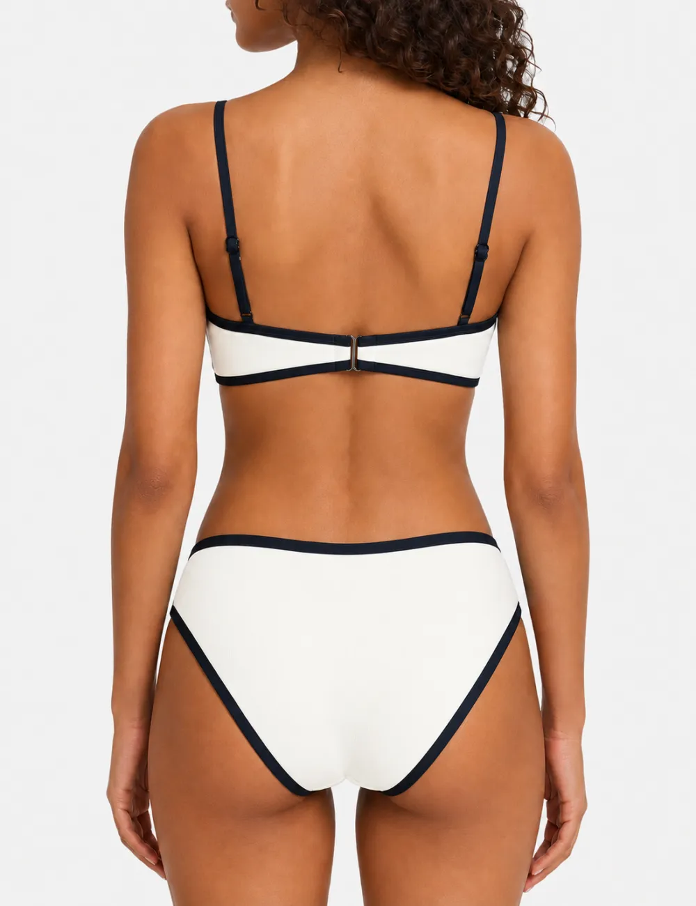 Simple Contrast Trim Balconette Bikini Set