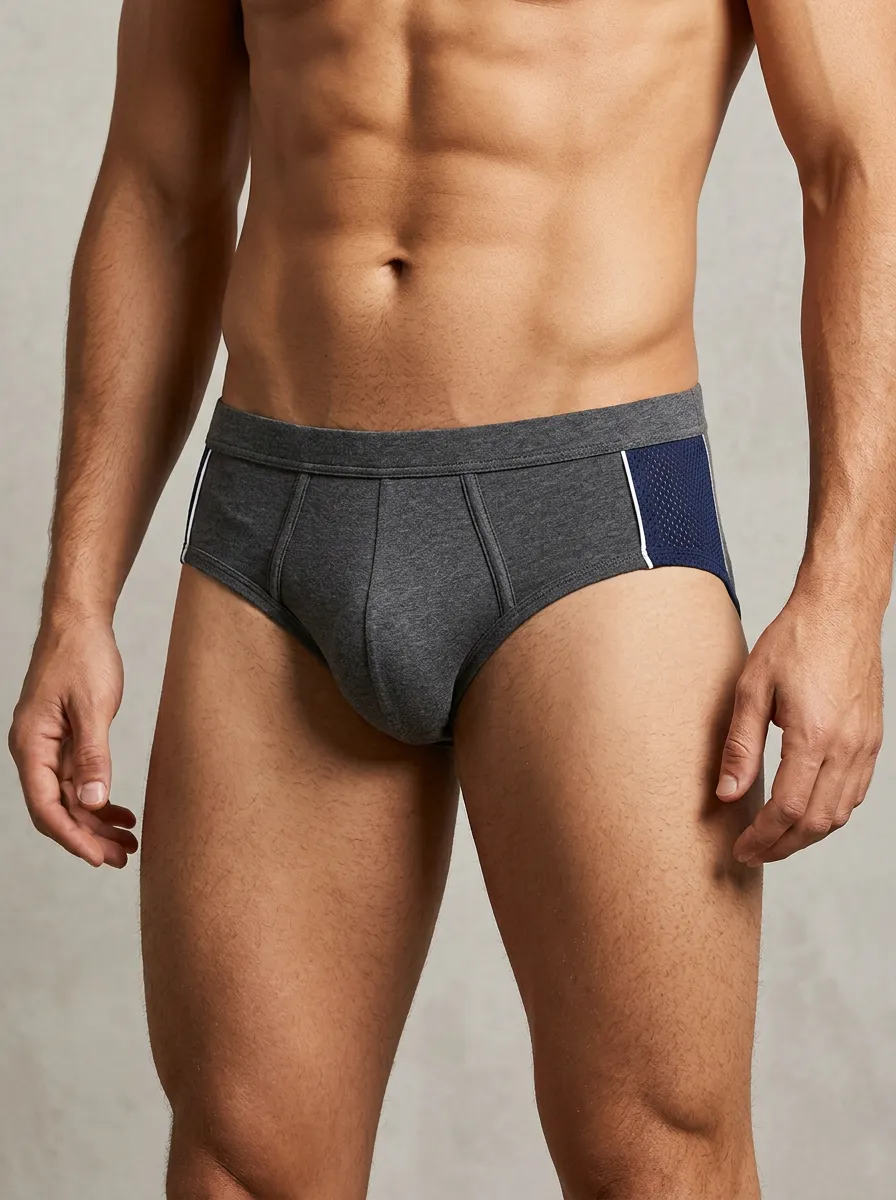 Men's Athletic Sporty Mesh Side Panel Boxer Briefs