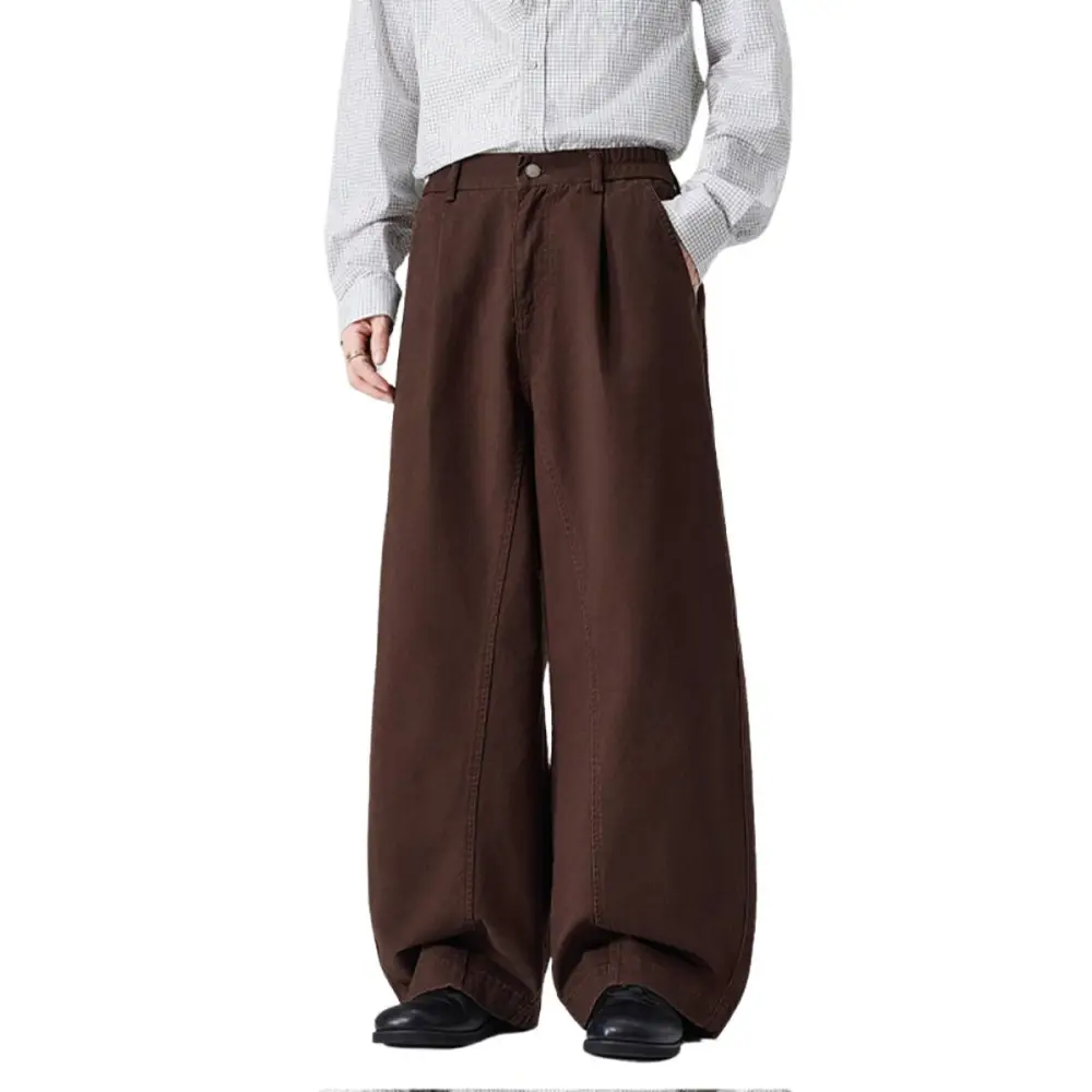 Relaxed Fit Wide Leg Pleated Men's Trousers