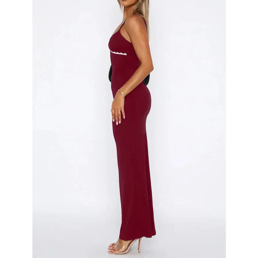 Lace Detail Slim Fit Bodycon Maxi Dress